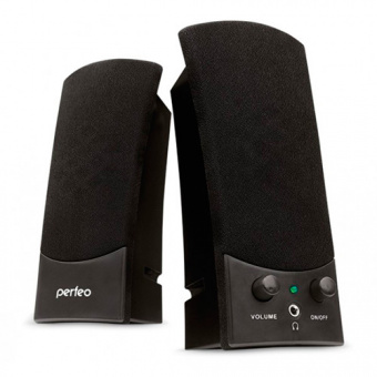 Колонки 2.0 PERFEO PF_4392, "UNO" USB мощность 2х0.5 Вт (RMS), чёрный (1/12/24)