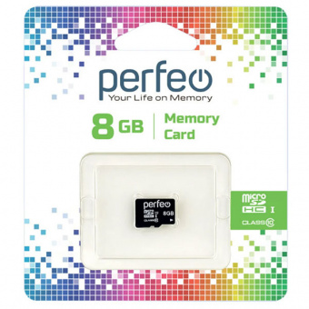 Карта памяти microSD PERFEO (HC)  8Gb class10 (без адаптера SD) (PF8GMCSH10) (1/10)
