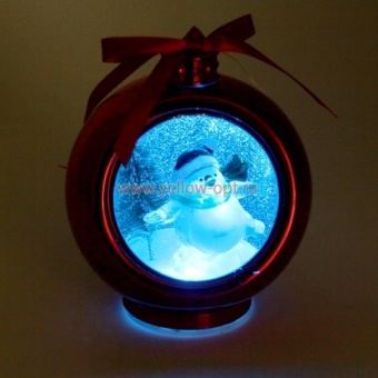 Фонарь КОСМОС Светодиодная фигурка KOCNL-EL137 (красный шарик со снеговиком, одноцветн, диаметр: 8 см. пит. (светильник, , , , , )  (1/10)