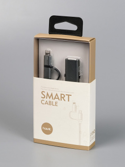 Кабель HAVIT HV-CB1011 USB2.0 A вилка и розетка - micro USB вилка + Lightning вилка, длина 1 м, grey (1/120)