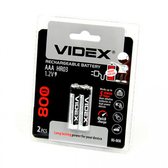 Аккумулятор VIDEX HR03/AAA  800mAh 2BL (LSD, низк. саморазряд) (2/20/200) 