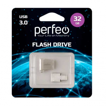 USB3.0 флеш-накопитель PERFEO 32GB M06 Metal Series + Type-C reader (1/10)