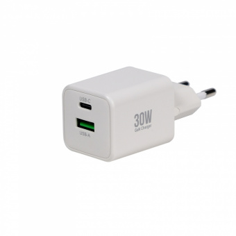Зарядное устройство USB EPILSO EPD-PA210 30Вт GaN (USB-C, USB-A) белый (1/50)