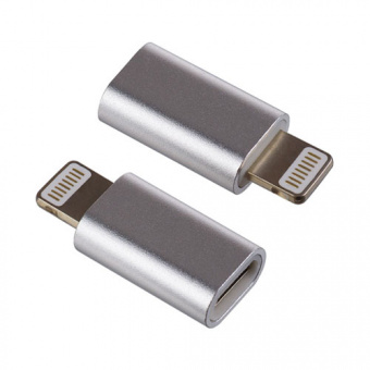 Переходник PERFEO I4313, micro USB розетка - вилка 8 PIN (Lightning), серебро (1/500)