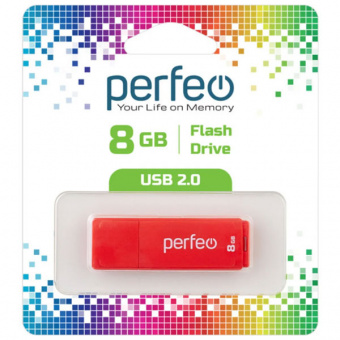 USB2.0 флеш-накопитель PERFEO 8GB C04 Red (1/10)