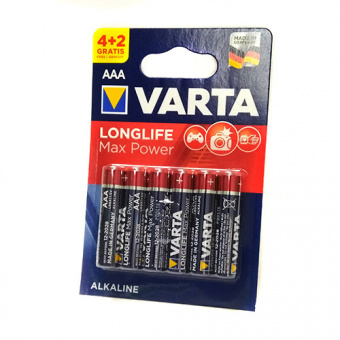 Элементы питания Varta LONGLIFE MAX POWER (max tech) LR3 6BL (4703) (6/60/300)