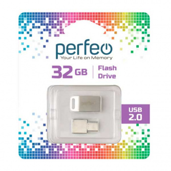 USB2.0 флеш-накопитель PERFEO 32GB M05 Metal Series + Type-C reader (1/10)