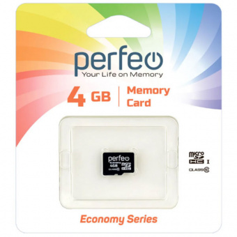 Карта памяти microSD PERFEO (HC)  4Gb class10 (без адаптера SD) Economy series (PF4GMCSH10ES) (1/10)