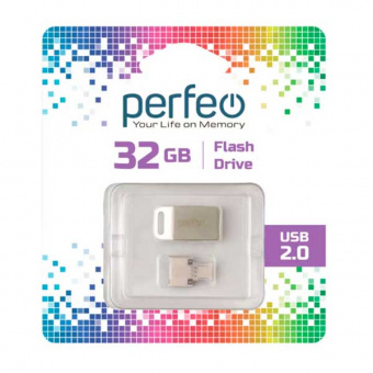 USB2.0 флеш-накопитель PERFEO 32GB M05 Metal Series + OTG reader (1/10)