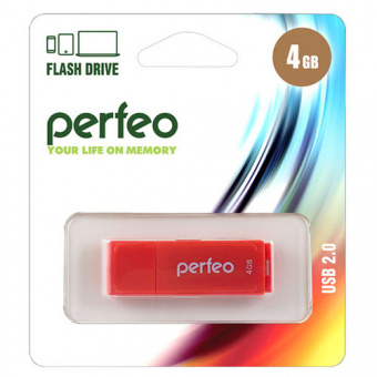 USB2.0 флеш-накопитель PERFEO 4GB C04 Red (1/10)