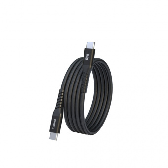 Кабель EPILSO EPD-C1045, USB-С вилка - USB-C вилка,  1 м, 60Вт, чёрный (магнитный) (1/100)