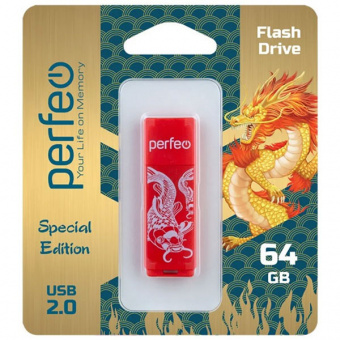 USB2.0 флеш-накопитель PERFEO 64GB C04 Red Koi Fish (1/10)
