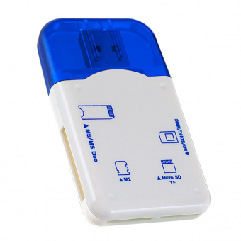 Картридер PERFEO PF-VI-R010 для SD+MicroSD+MS+M2 Blue (1/100)