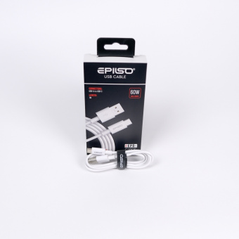 Кабель EPILSO EPD-C1000, USB-C вилка - USB-C вилка,  1 м, 60Вт, белый (1/100)