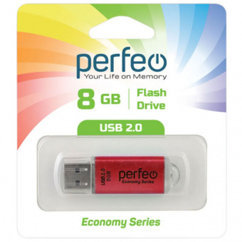 USB2.0 флеш-накопитель PERFEO 8GB E01 Red economy series (1/10)