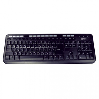 Клавиатура проводная PERFEO PF_4829 "CONTENT" Multimedia, USB, чёрная (PF-840-MM) (1/20)