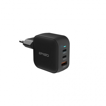 Зарядное устройство USB EPILSO EPD-PA225 65Вт GaN (USB-C x2, USB-A) чёрный (1/40)