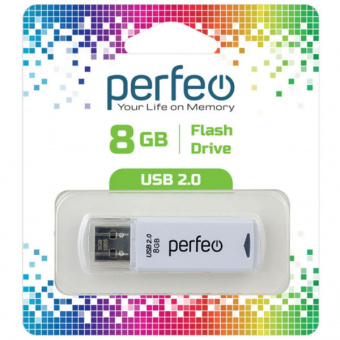 USB2.0 флеш-накопитель PERFEO 8GB C06 White (1/10)