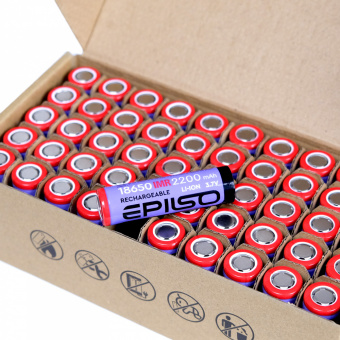 Аккумулятор EPILSO 18650 2200mAh 3.7V 1pcs/bulk без защиты (IMR,20A) высокотоковые (1/50/600)