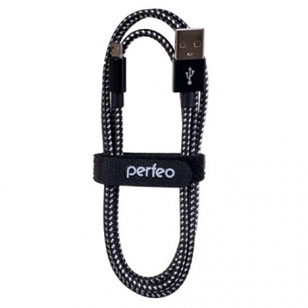 Кабель PERFEO U4801, USB2.0 A вилка - вилка micro USB,  1 м, черно-белый (1/100)