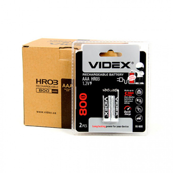 Аккумулятор VIDEX HR03/AAA  800mAh 2BL (LSD, низк. саморазряд) (2/20/200) 