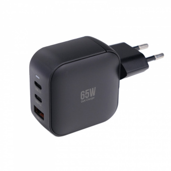Зарядное устройство USB EPILSO EPD-PA225 65Вт GaN (USB-C x2, USB-A) чёрный (1/40)