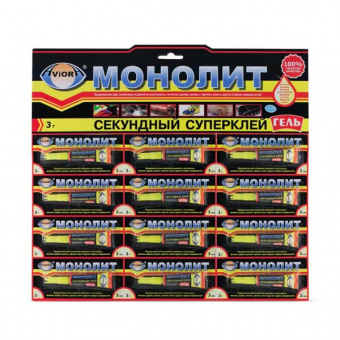 Клей AVIORA-МОНОЛИТ СУПЕР-Гель 3гр 12BL (12/288)