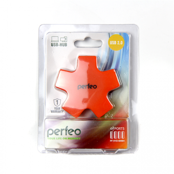 USB Разветвитель PERFEO PF-HYD-6098H, 4 Port Orange (PF_5050) (1/200)