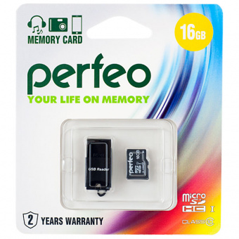 Карта памяти microSD PERFEO (HC)  8Gb class10 + USB microSD Reader (PF8GMCSH10CR) (1/10)