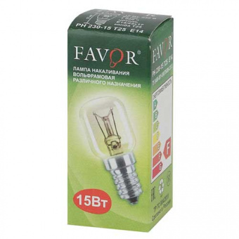 Лампы накаливания Favor РН 230-15 Т25 Е14 для холод., шв.машин (1/100)