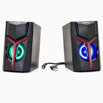 Колонки 2.0 PERFEO PF_B3374, "TRIAL" USB, мощность 2х3 Вт (RMS), RGB подсветка 7 режимов, черный (1/30)