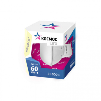Лампы светодиодные КОСМОС, JCDR, 7w, 3000K, 220V, GU5.3, теплый (1/10/80)
