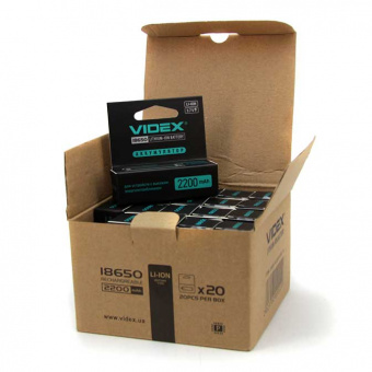 Аккумулятор VIDEX 18650 2200mAh 1pcs/box с защитой (1/20/160)
