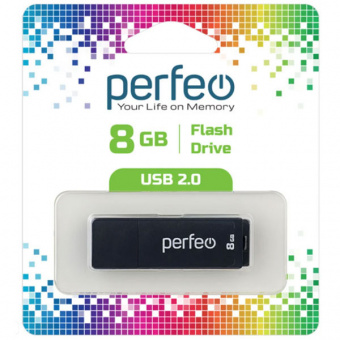 USB2.0 флеш-накопитель PERFEO 8GB C04 Black (1/10)