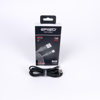 Кабель EPILSO EPD-C1035, USB-A вилка - USB-C вилка,  1.5 м, 15Вт, чёрный (1/100)