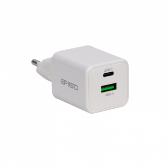 Зарядное устройство USB EPILSO EPD-PA205 20Вт GaN (USB-C, USB-A) белый (1/50)