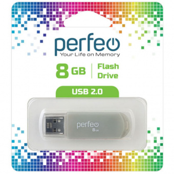 USB2.0 флеш-накопитель PERFEO 8GB C03 Gray (1/10)
