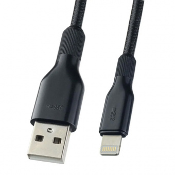 Кабель PERFEO I4318, USB2.0 вилка - вилка 8 PIN (Lightning), 1 м, чёрный, силикон (1/100)