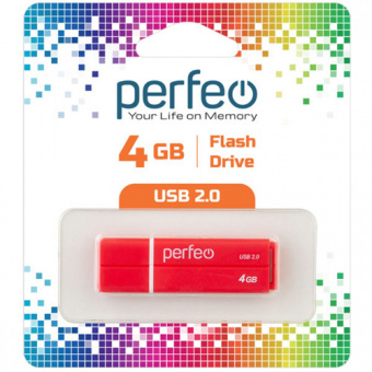 USB2.0 флеш-накопитель PERFEO 4GB C01G2 Red (1/10)