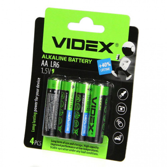 Элементы питания VIDEX LR6/AA 4 BLISTER CARD (40/720)
