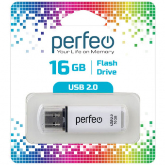 USB2.0 флеш-накопитель PERFEO 16GB C13 White (1/10)
