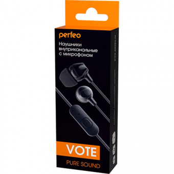 Наушники для моб. тел. PERFEO VOTE PF_A4618 чёрный внутриканальные (1/60)