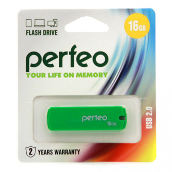 USB2.0 флеш-накопитель PERFEO 16GB C05 Green (1/10)