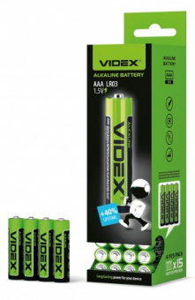 Элементы питания VIDEX LR3/AAA 4pcs SHRINK IN TEAR BOX (60/720)